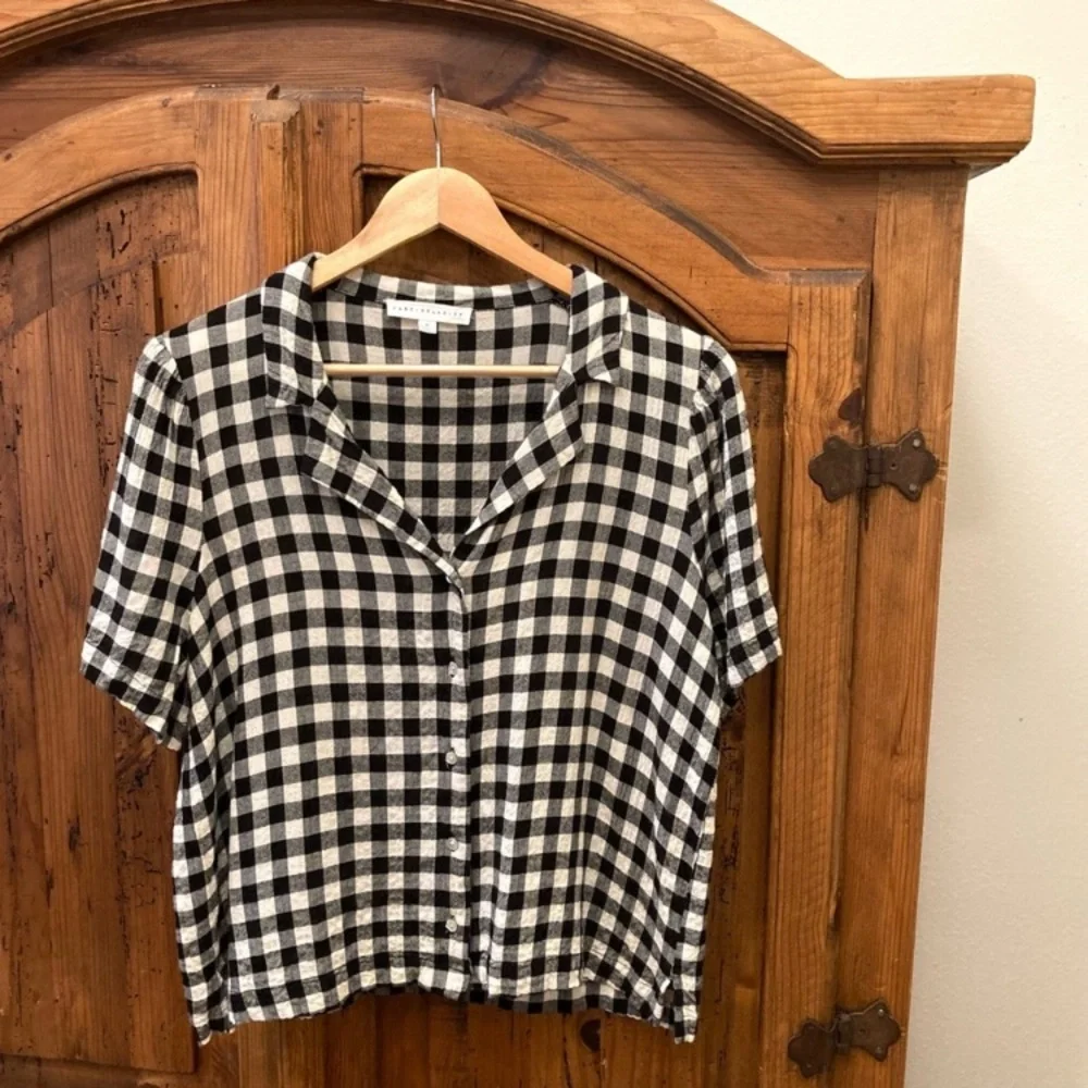 Black & Cream Gingham Button Up Short Sleeve Shirt